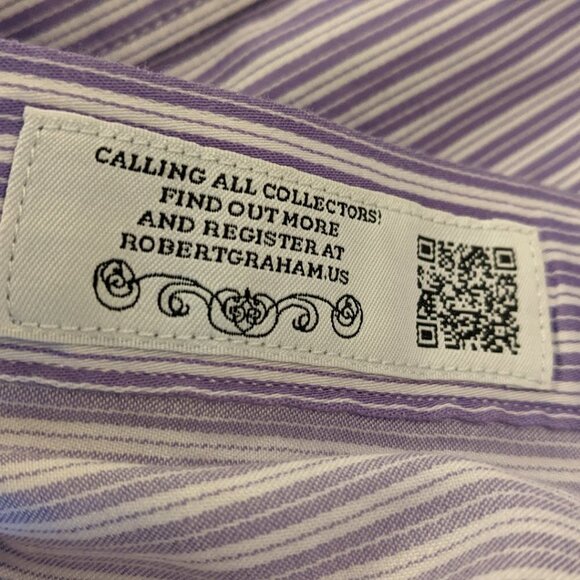 Robert Graham Purple White striped button up dress shirt 3XL - Picture 10 of 16